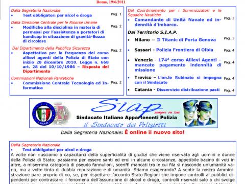 SIAPInform@ nr. 15 del 19 giugno 2011