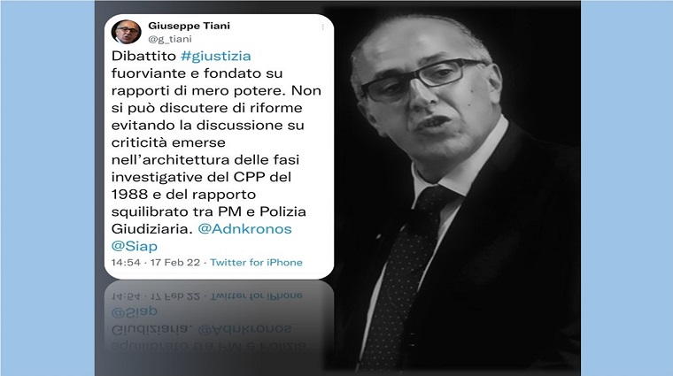 ADNKRONOS - **Giustizia: Tiani (Siap), 'riequilibrare rapporto tra pm e pg'**  