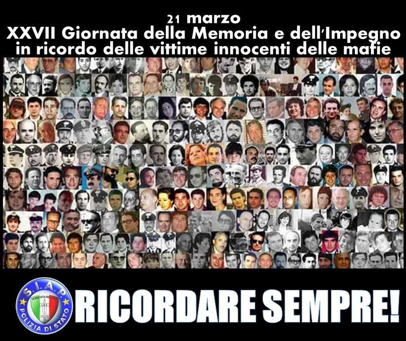 21 marzo: Giornata della memoria e dell'impegno in ricordo delle vittime innocenti di tutte le mafie