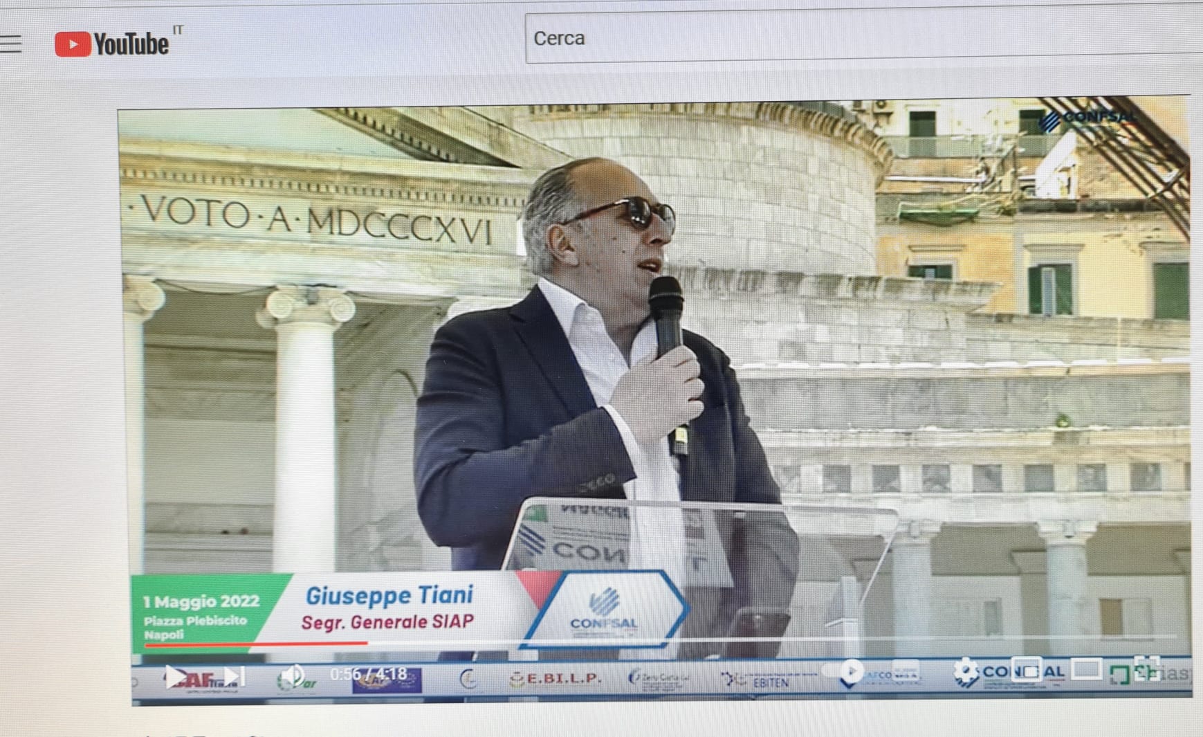 1 maggio 2022 - Napoli L\'intervento del Segretario Generale del SIAP Giuseppe Tiani sul palco della Confsal