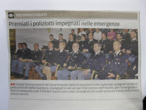 PREMIATI I POLIZIOTTI IMPEGNATI NELLE EMERGENZE