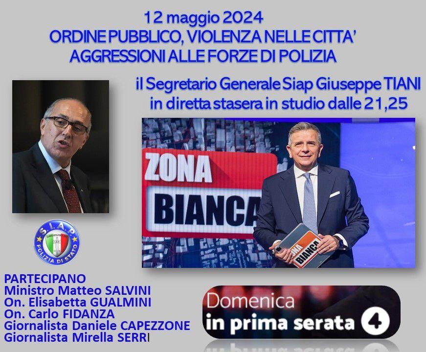Il Segretario Generale Tiani a ZONA BIANCA - Rete4 in prima serata