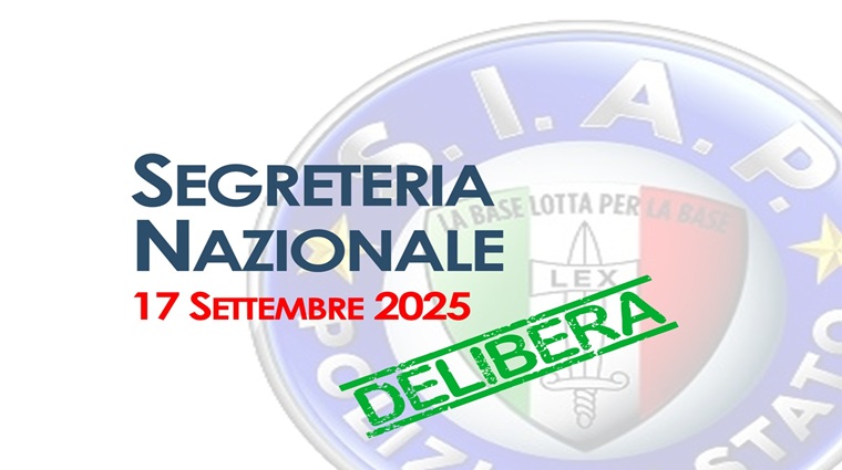 Riunione di Segreteria Nazionale del 17 Settembre 2025 - La Delibera