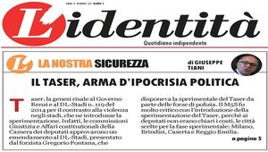 L\'Identità - Il Taser, un’arma di ipocrisia politica