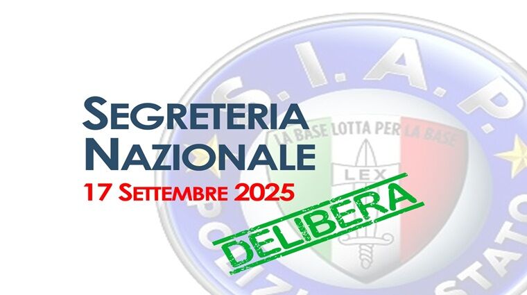 Riunione di Segreteria Nazionale del 17 Settembre 2025 - La Delibera