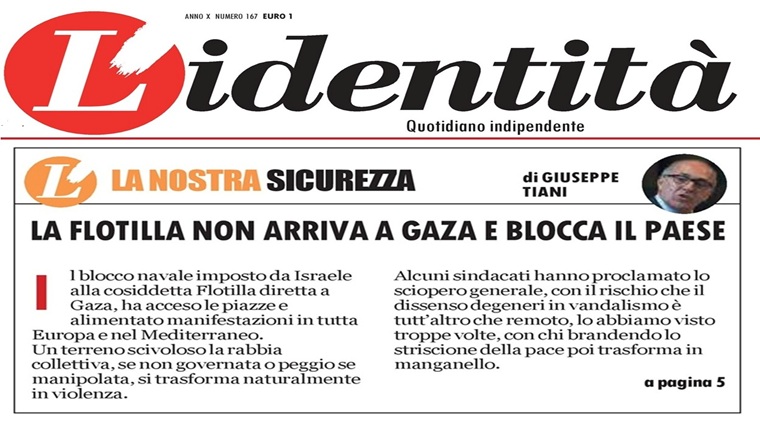 L\'Identità - La Flotilla non arriva a Gaza e blocca il Paese