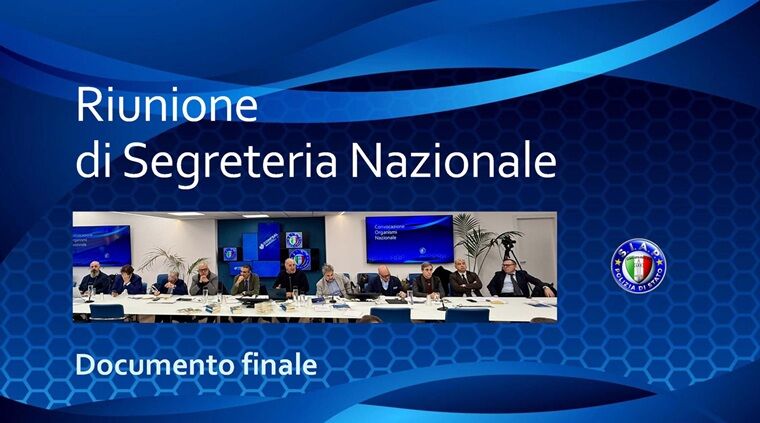 Riunione di Segreteria Nazionale - Documento finale 