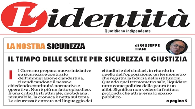 L\'Identità - Il tempo delle scelte per sicurezza e giustizia