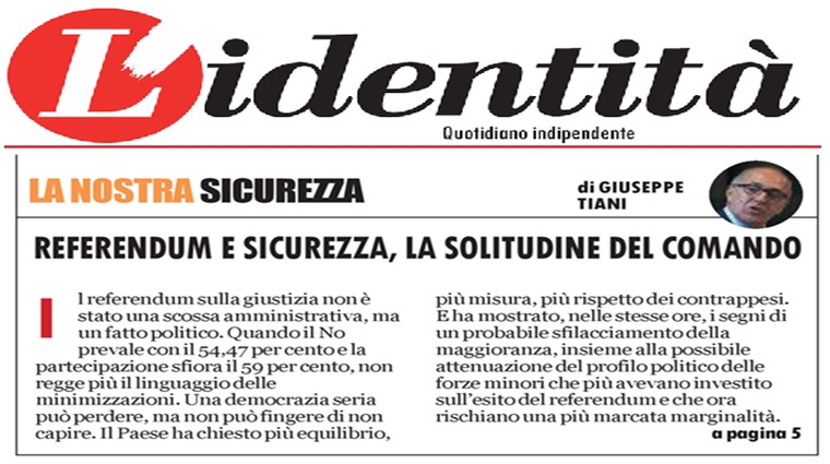 Referendum e sicurezza, la solitudine del comando