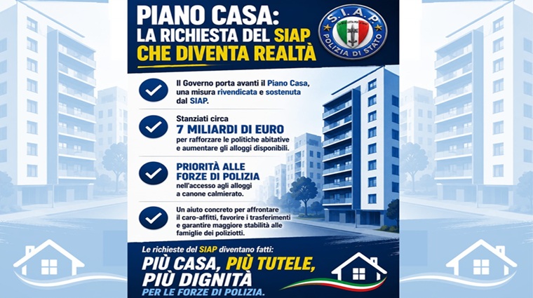 Piano Casa, alle richieste del Siap corrispondono fatti.