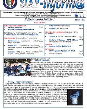 SIAPInform@ nr. 11 del giorno 6 Luglio 2012