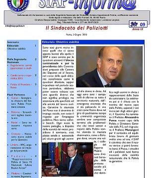 SIAPInform@ nr. 9 del 3 giugno 2013. Obiettivo stabilità. 