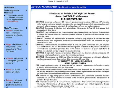 SIAPinform@ nr. 17 - ALTOLA' AL GOVERNO: i poliziotti tornano in piazza