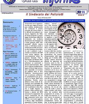 SIAPInform@01 - ANNO NUOVO, IL SIAP RENDE PIU' INCISIVA LA SUA AZIONE SU QUESTIONI ANTICHE