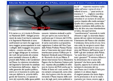 SIAPINFORM@04 - RIORDINO, CHIUSURE PRESIDI ED UFFICI DI POLIZIA, CCNL: IL SINDACATO SI CONFRONTA