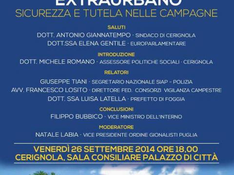 INCONTRO - DIBATTITO "AMBIENTE E TERRITORIO EXTRAURBANO, SICUREZZA E TUTELA NELLE CAMPAGNE"