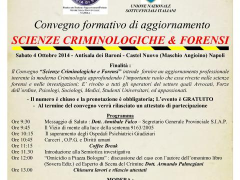 CONVEGNO FORMATIVO DI AGGIORNAMENTO "SCIENZE CRIMINOLOGICHE & FORENSI"