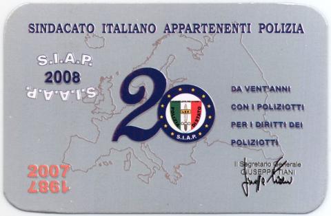 Tessera SIAP anno 2008