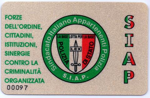 Tessera SIAP quadriennale dal 1996 al 1999