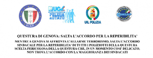QUESTURA GENOVA - IN UN MOMENTO DELICATISSIMO PER SICUREZZA DEI COLLEGHI IL SINDACATO NON ACCETTA IMPOSIZIONI DA UFFICIO DI GABINETTO NON SAREMO MAI STAMPELLA DELL\'AMMINISTRAZIONE!
