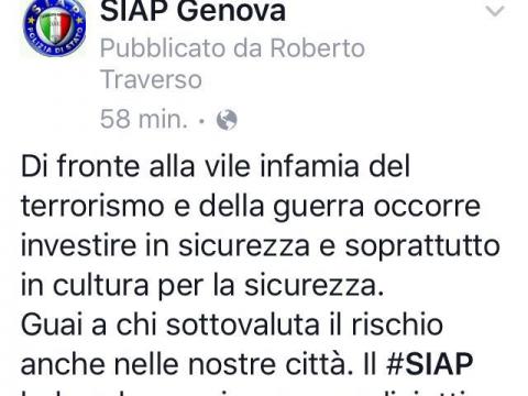  IL SEGRETARIO TRAVERSO PER IL SIAP DI GENOVA DA FACEBOOK
