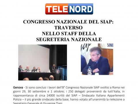 TELENORD - GENOVAPOST: CONGRESSO NAZIONALE DEL SIAP:  TRAVERSO  NELLO STAFF DELLA  SEGRETERIA NAZIONALE http://telenord.it/2016/10/03/congresso-nazionale-del-siap-traverso-nello-staff-della-segreteria-nazionale/  http://www.genovapost.com/Genova/Cronaca/C