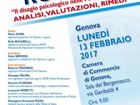 SIAP GENOVA - TAVOLA ROTONDA: "IL DISAGIO PSICOLOGICO NELLE FORZE DELL'ORDINE: ANALISI, VALUTAZIONI, RIMEDI"
