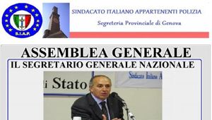 ASSEMBLEA GENERALE SIAP A GENOVA IL 30 MARZO PARTECIPERA\' IL SEGRETARIO NAZIONALE TIANI