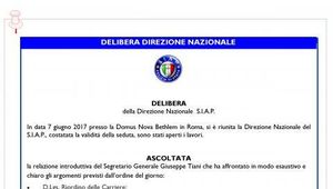 SIAPINFORM@08: DELIBERA DIREZIONE NAZIONALE SIAP