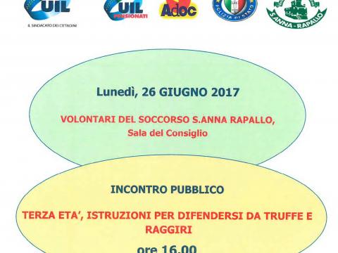 EVENTO &quot;TERZA ETA\', ISTRUZIONI PER DIFENDERSI DA TRUFFE E RAGGIRI&quot;