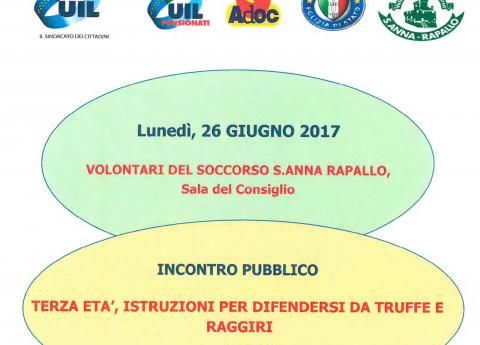 EVENTO "TERZA ETA\', ISTRUZIONI PER DIFENDERSI DA TRUFFE E RAGGIRI"