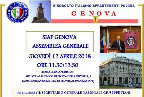 SIAP GENOVA ASSEMBLEA GENERALE GIOVED&Igrave; 12 APRILE 2018 ORE 11.30/13.30