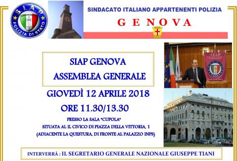 SIAP GENOVA ASSEMBLEA GENERALE GIOVEDÌ 12 APRILE 2018 ORE 11.30/13.30